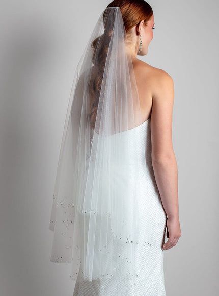 Marie Fingertip Crystal Butterfly Veil
