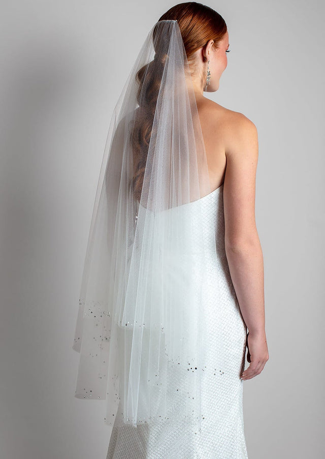 Marie Fingertip Crystal Butterfly Veil