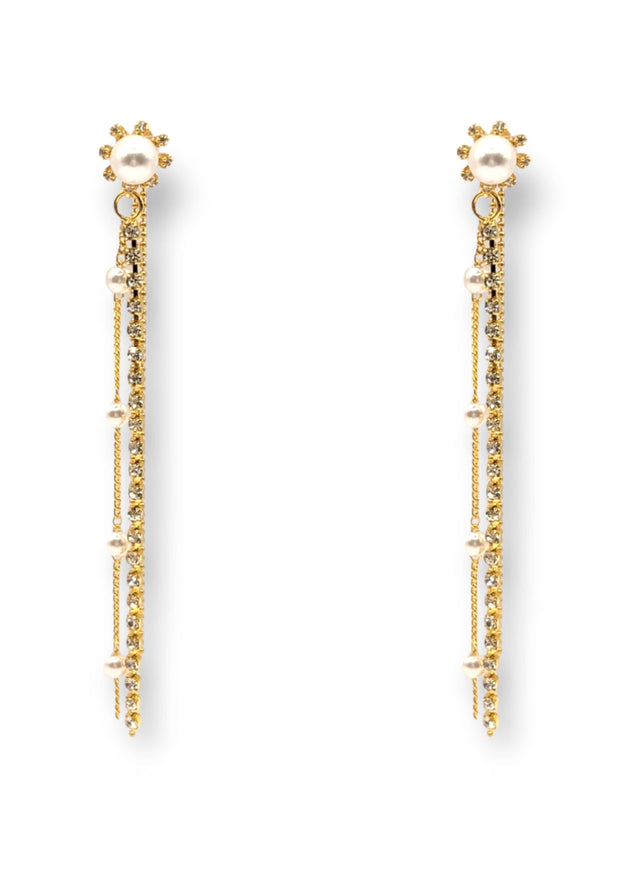 Maxie Crystal and Pearl Drop Earrings