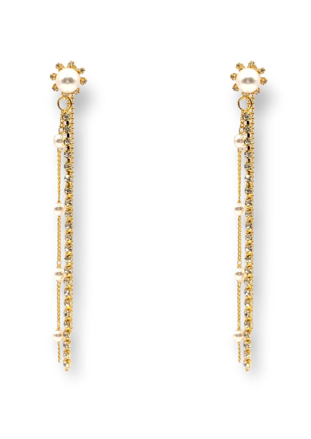 Maxie Crystal and Pearl Drop Earrings