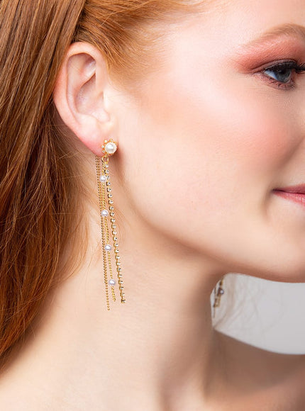 Maxie Crystal and Pearl Drop Earrings