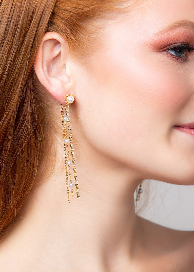 Maxie Crystal and Pearl Drop Earrings