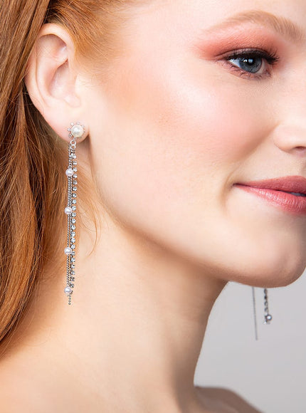 Maxie Crystal and Pearl Drop Earrings
