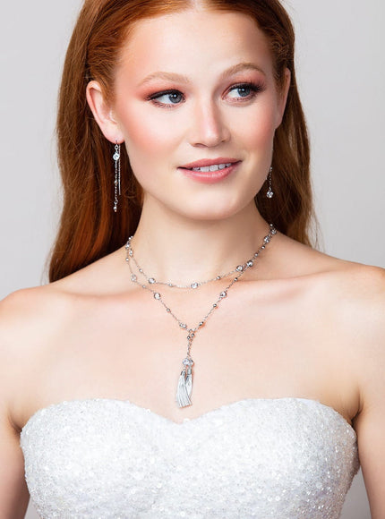 London Crystal Tassel Lariat Necklace