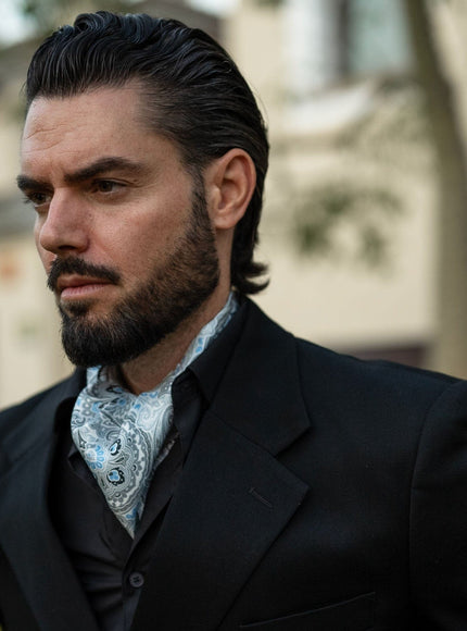 Elizabetta Bugatti Silk Ascot Cravat Tie - Grey