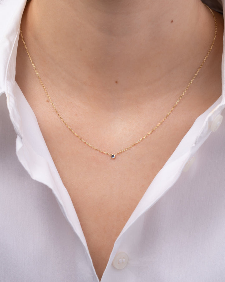 Zoe Lev 14K Gold Mini Bezel Birthstone Necklace