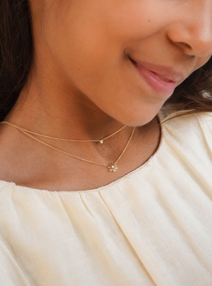 Zoe Lev Kids Mini Bezel Diamond Necklace