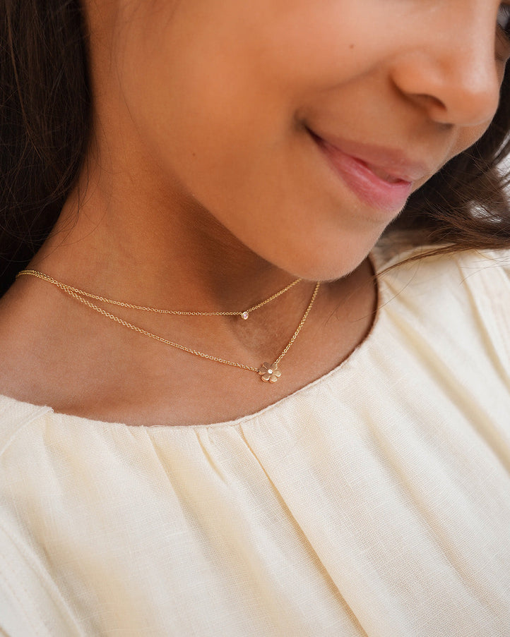 Zoe Lev Kids Mini Bezel Birthstone Necklace