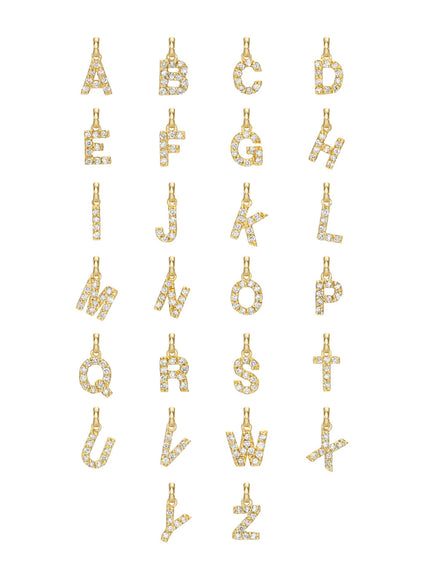Zoe Lev 14K Gold Mini Diamond Initial Bead Necklace