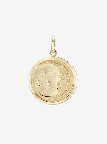 Zoe Lev 14K Gold and Diamond Moon Medallion Pendant