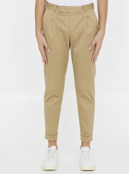 Pt Torino Beige Cotton Trousers - Ellie Belle