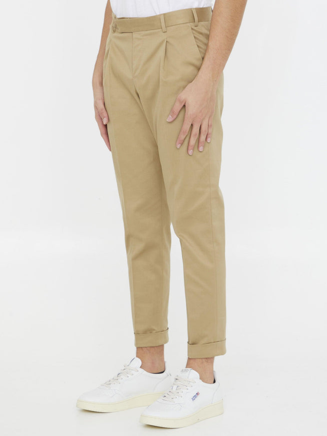 Pt Torino Beige Cotton Trousers - Ellie Belle