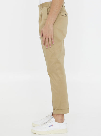 Pt Torino Beige Cotton Trousers - Ellie Belle