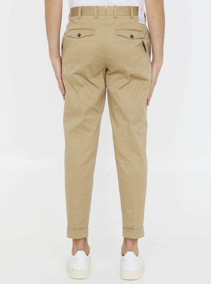 Pt Torino Beige Cotton Trousers - Ellie Belle