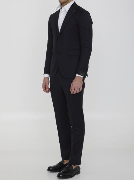 Tagliatore two-piece suit in virgin wool, angled front view