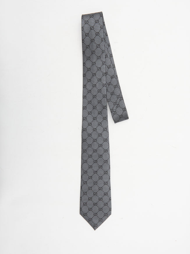 Gucci GG Silk Tie In Gray