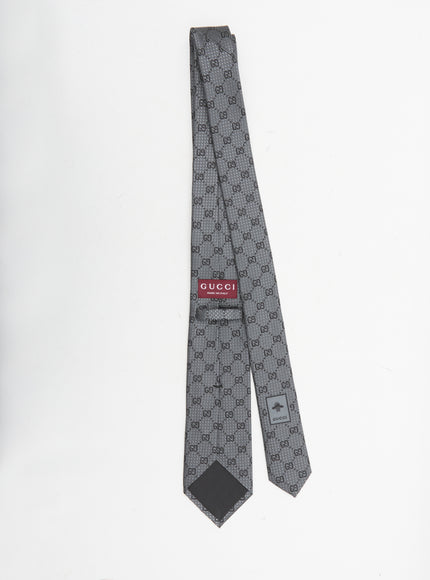 Gucci GG Silk Tie In Gray