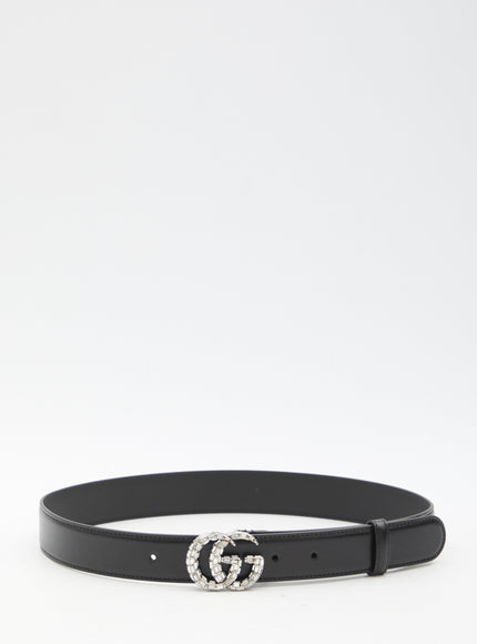 Gucci GG Marmont Thin Belt In Black Leather