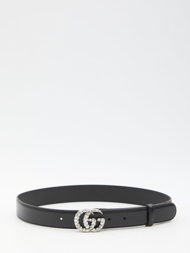 Gucci GG Marmont Thin Belt In Black Leather