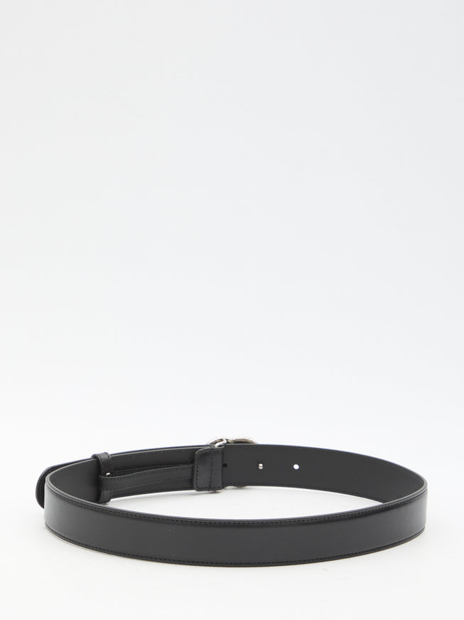 Gucci GG Marmont Thin Belt In Black Leather