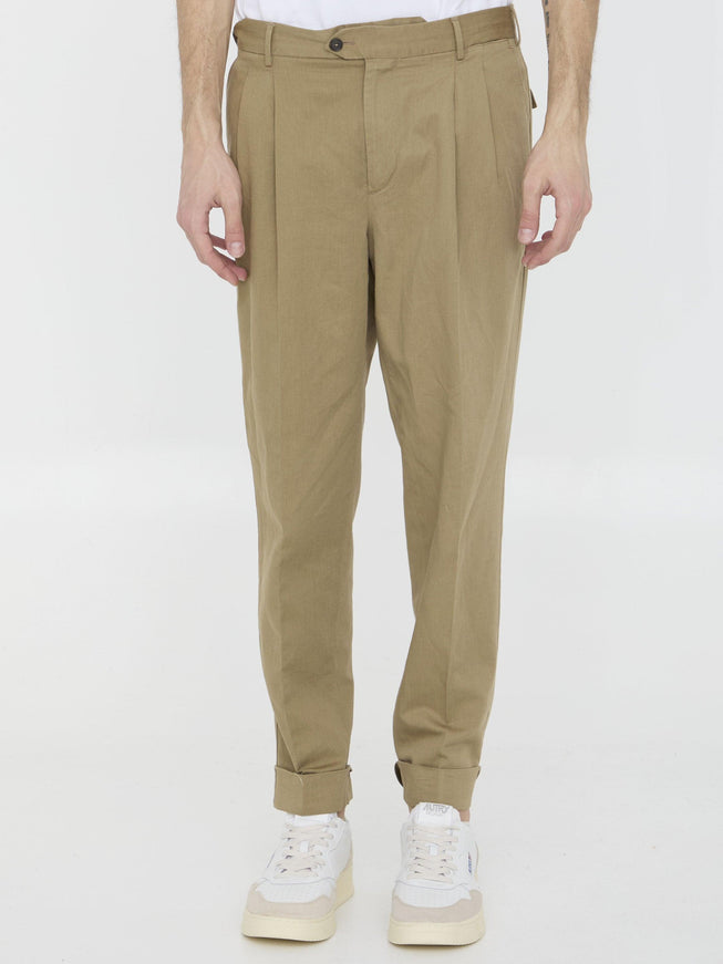 Pt Torino Cotton And Linen Trousers - Ellie Belle