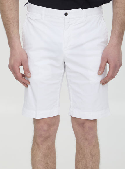 Pt Torino white cotton Bermuda shorts front view