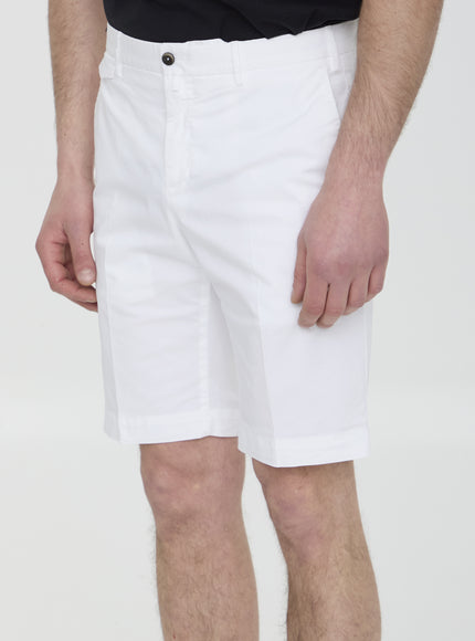 Pt Torino white cotton Bermuda shorts side angle