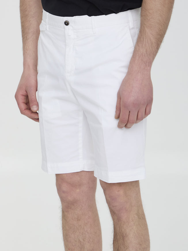 Pt Torino white cotton Bermuda shorts side angle