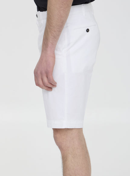 Pt Torino white cotton Bermuda shorts side profile