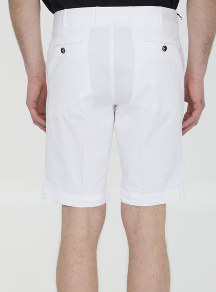 Pt Torino white cotton Bermuda shorts back view