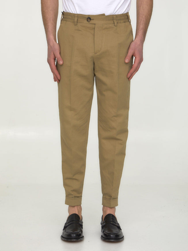 Pt Torino Cotton And Linen Trousers - Ellie Belle