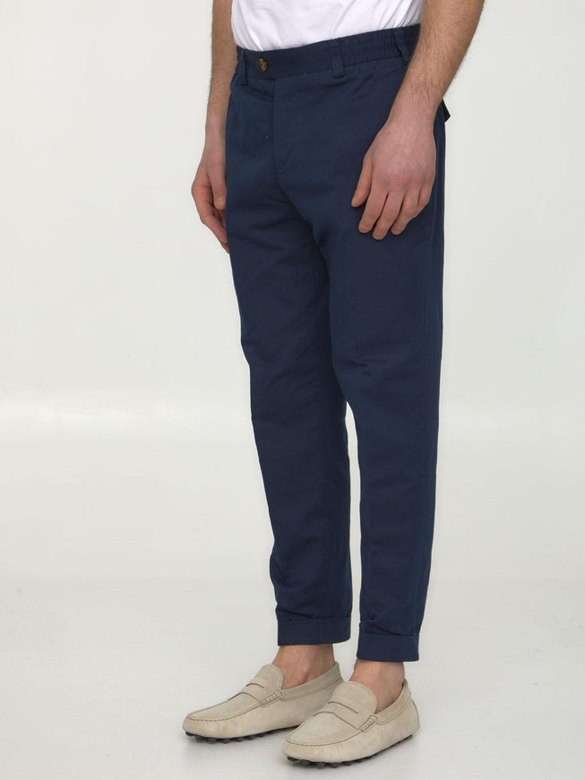 Pt Torino Cotton And Linen Trousers - Ellie Belle