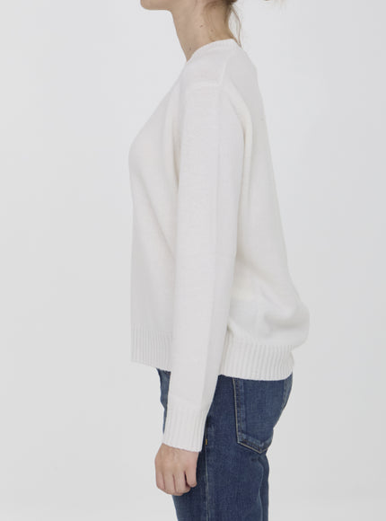 Max Mara Viglio Jumper in white cashmere, side profile