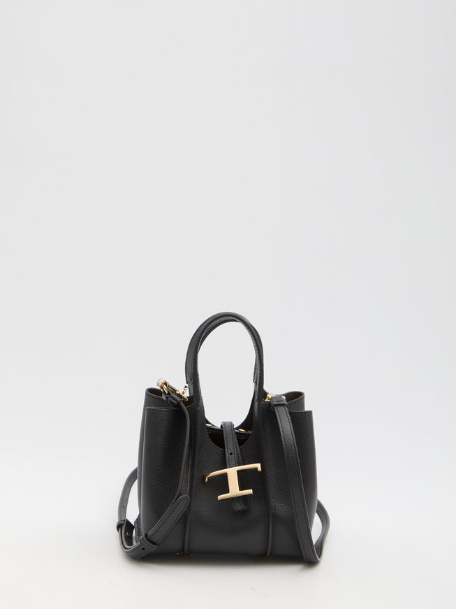 Tod's T Timeless Micro Shopping Bag In Black Leather