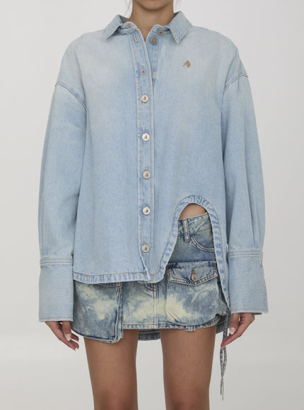 The Attico denim shirt, oversized fit, front view