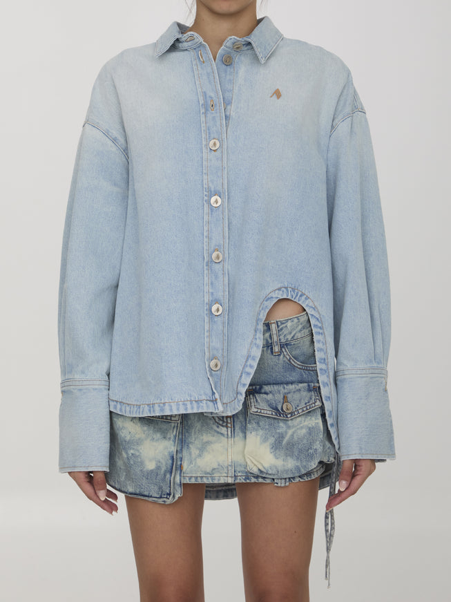 The Attico denim shirt, oversized fit, front view