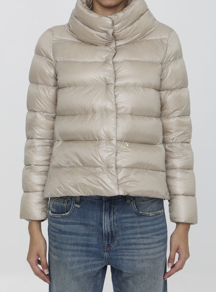 Herno beige nylon down jacket front view