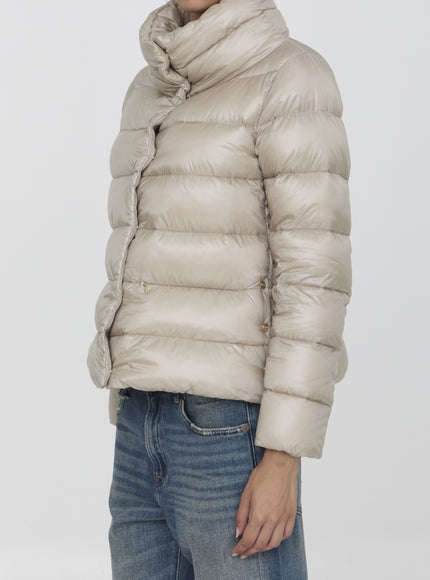 Herno beige nylon down jacket side view