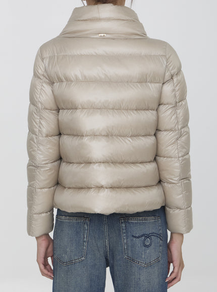 Herno beige nylon down jacket back view