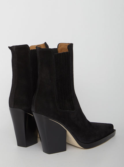 Back view of Paris Texas Dallas black ankle boots