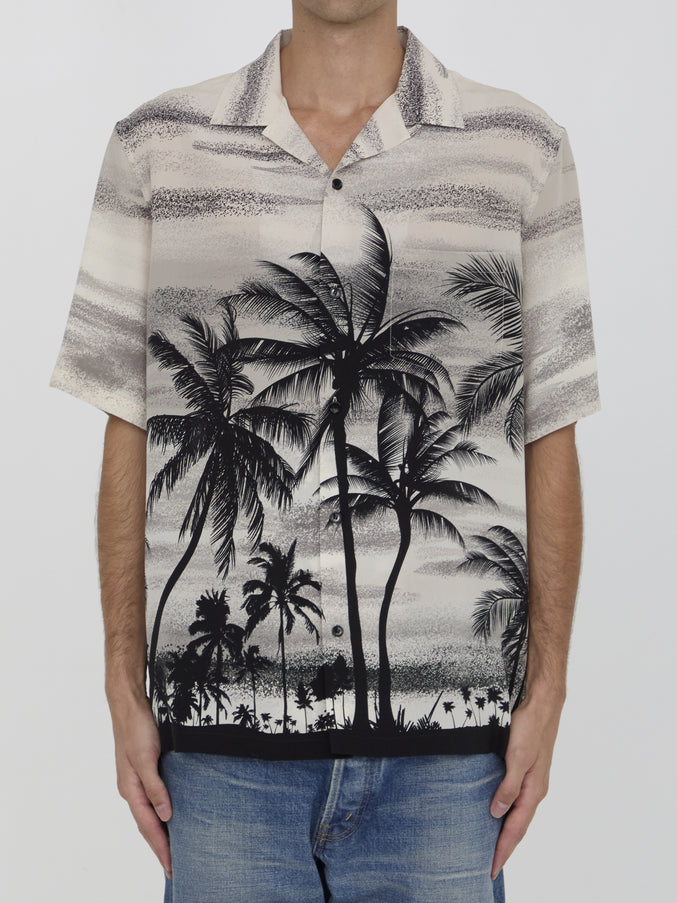 Celine Hawaiian Shirt in Printed Crepe De Chine