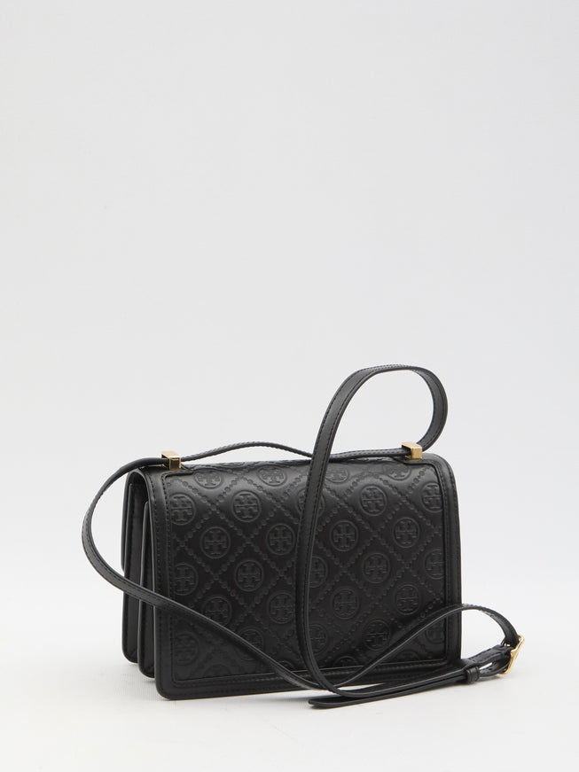 Black Tory Burch T Monogram shoulder bag side view