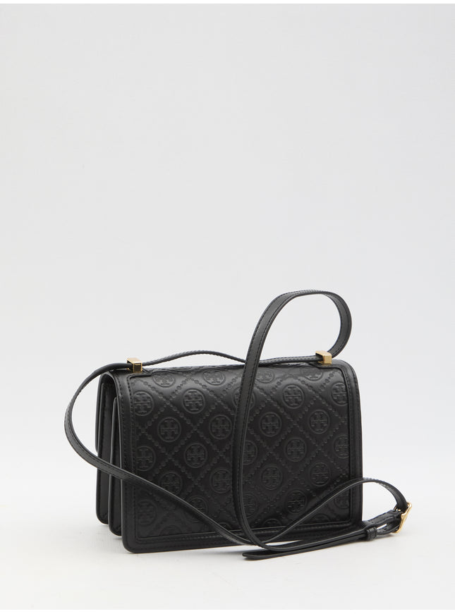 Black Tory Burch T Monogram shoulder bag side view