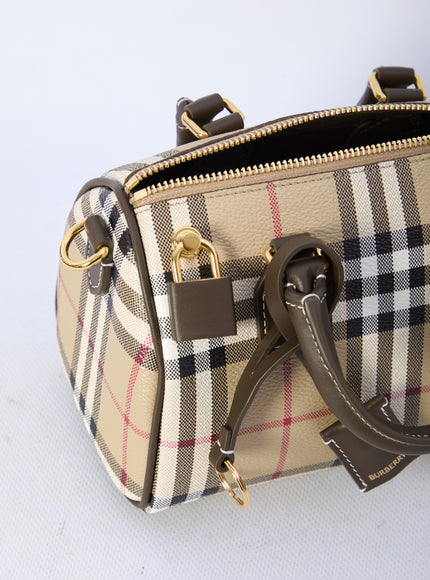 Burberry Check Mini Bowling Bag in Beige