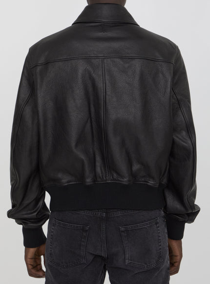 Ami Paris Leather Jacket In Black