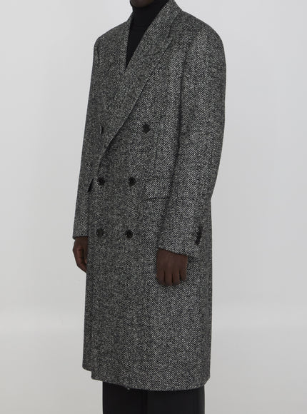 Lardini Herringbone Coat angled view, elegant design