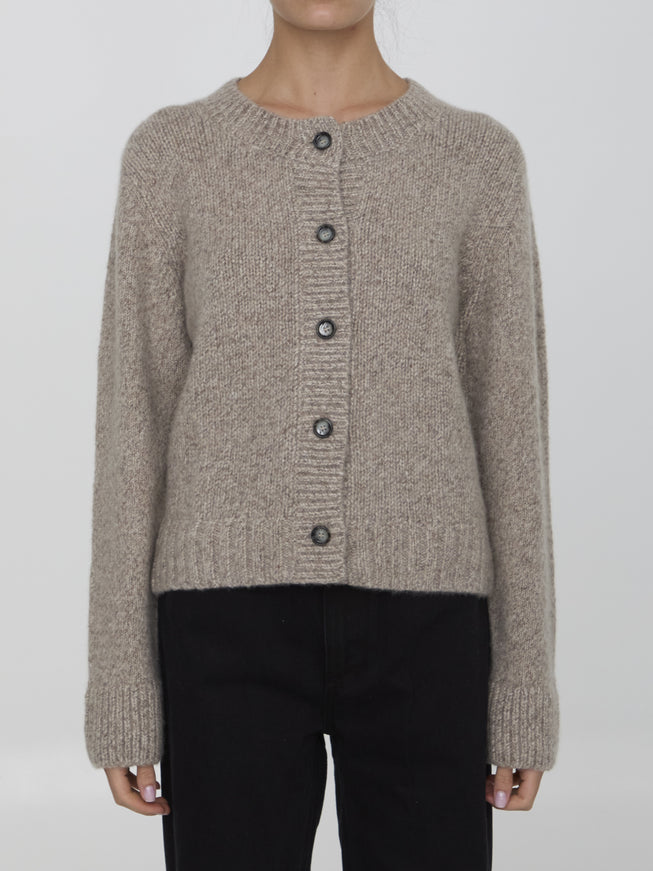 Allude Cashmere and Silk Cardigan in Beige