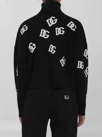 Dolce & Gabbana black turtleneck sweater with DG logo back view