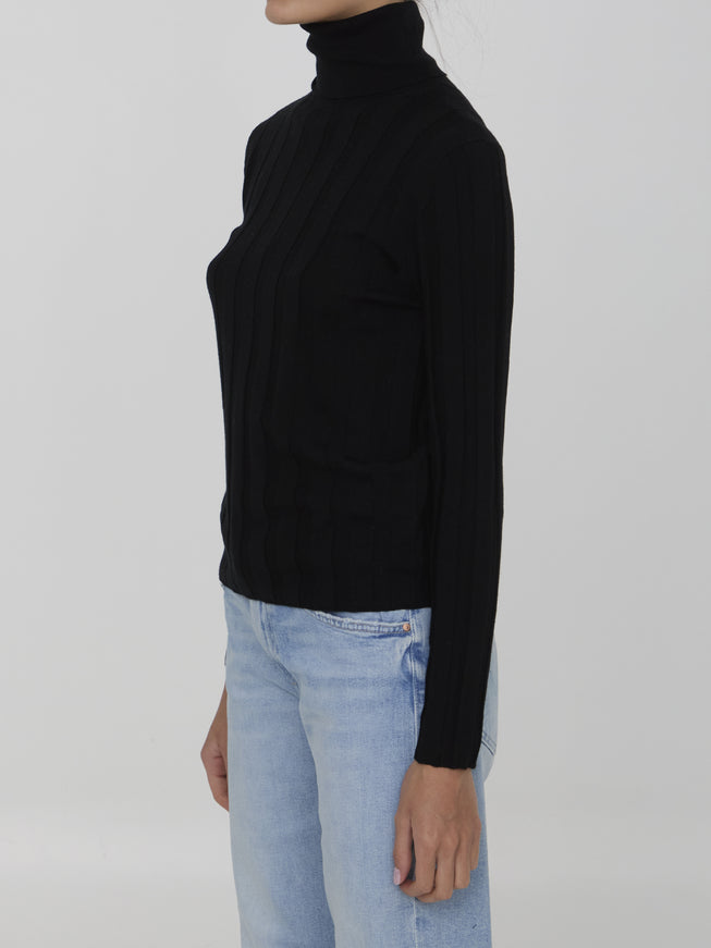 Allude Virgin Wool Jumper Sweater in Black