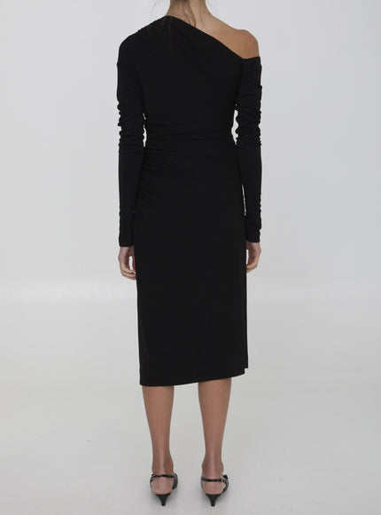 Dolce & Gabbana black draped midi dress back view